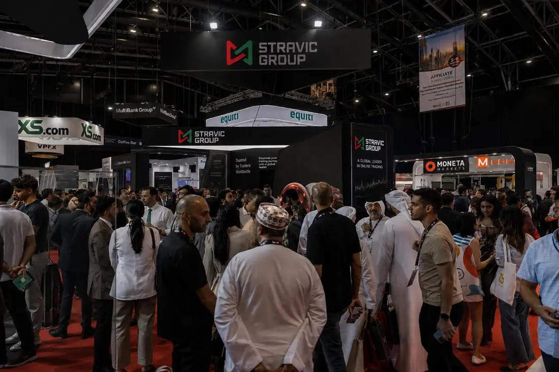 Stand de Stravic Group en una feria internacional del sector financiero
