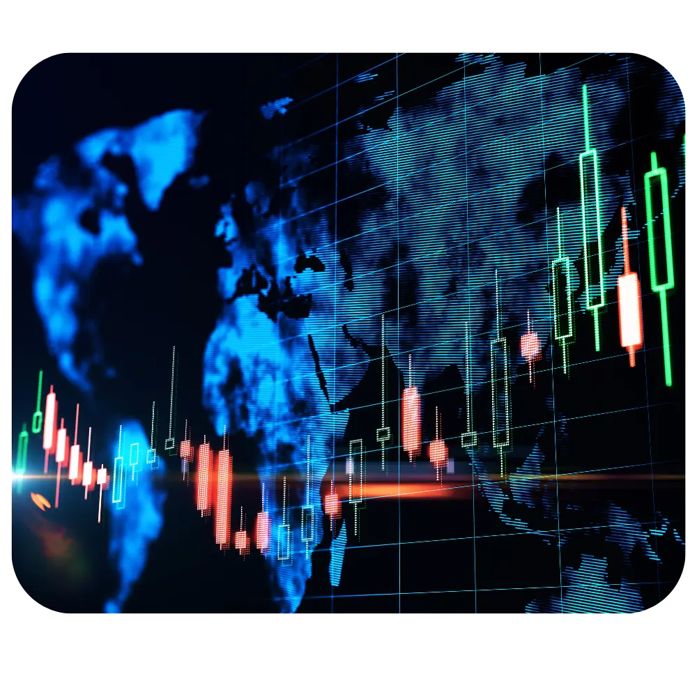 Ilustración de trading global conectando los mercados del mundo