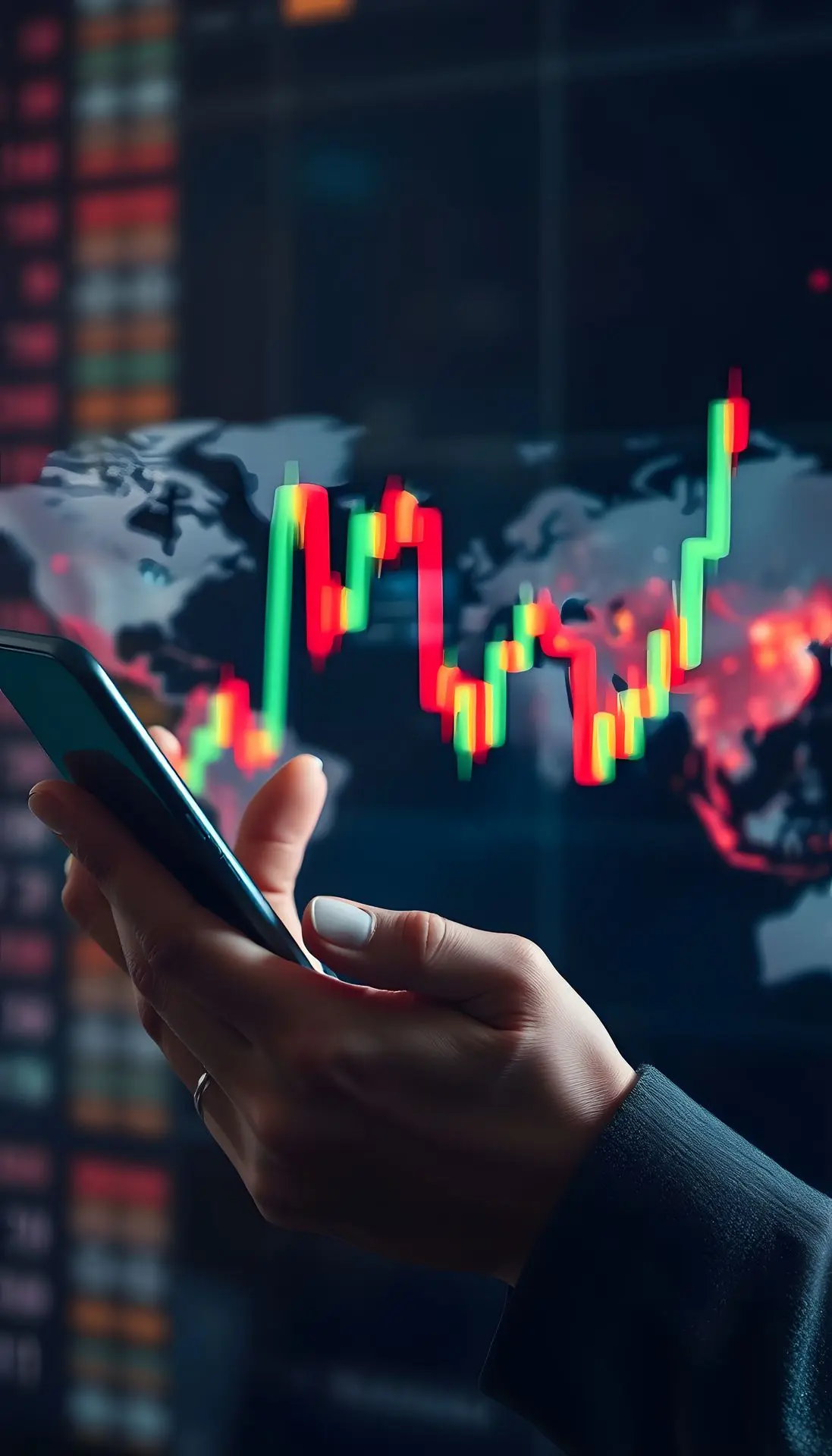 Gráfico conceptual de acciones cayendo durante una crisis económica global